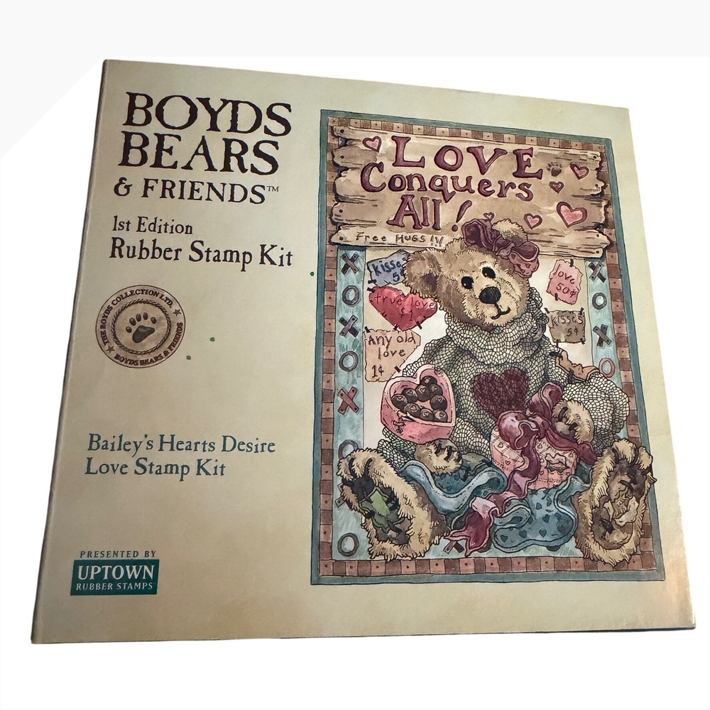 Boyds Bears Friends Bailey Hearts Desire Love Rubber Stamp Kit 1st Edition